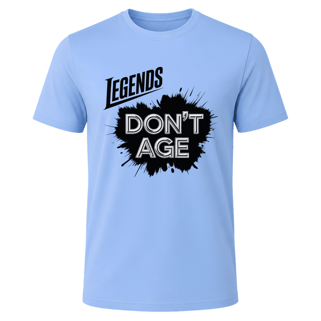 Carolina blue Legends Don’t Age men’s graphic T shirt, humorous birthday shirt and gift idea for legendary men
