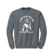 Gray unisex crewneck sweatshirt showing Love Is In The Air funny quote vintage illustration