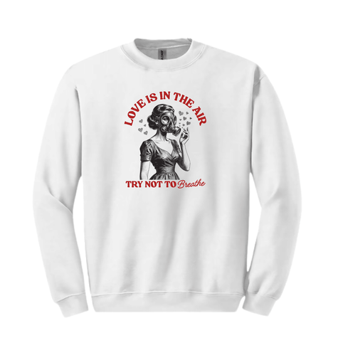 Valentine themed funny graphic crewneck sweatshirt with retro illustration design