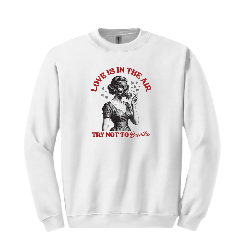 Valentine themed funny graphic crewneck sweatshirt with retro illustration design
