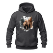 Dark Heather Grey outdoor hoodie with nature inspired grizzly bear artwork for wildlife lovers.