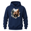 Navy Blue men's hoodie with realistic grizzly bear artwork for nature enthusiasts and outdoor explorers.