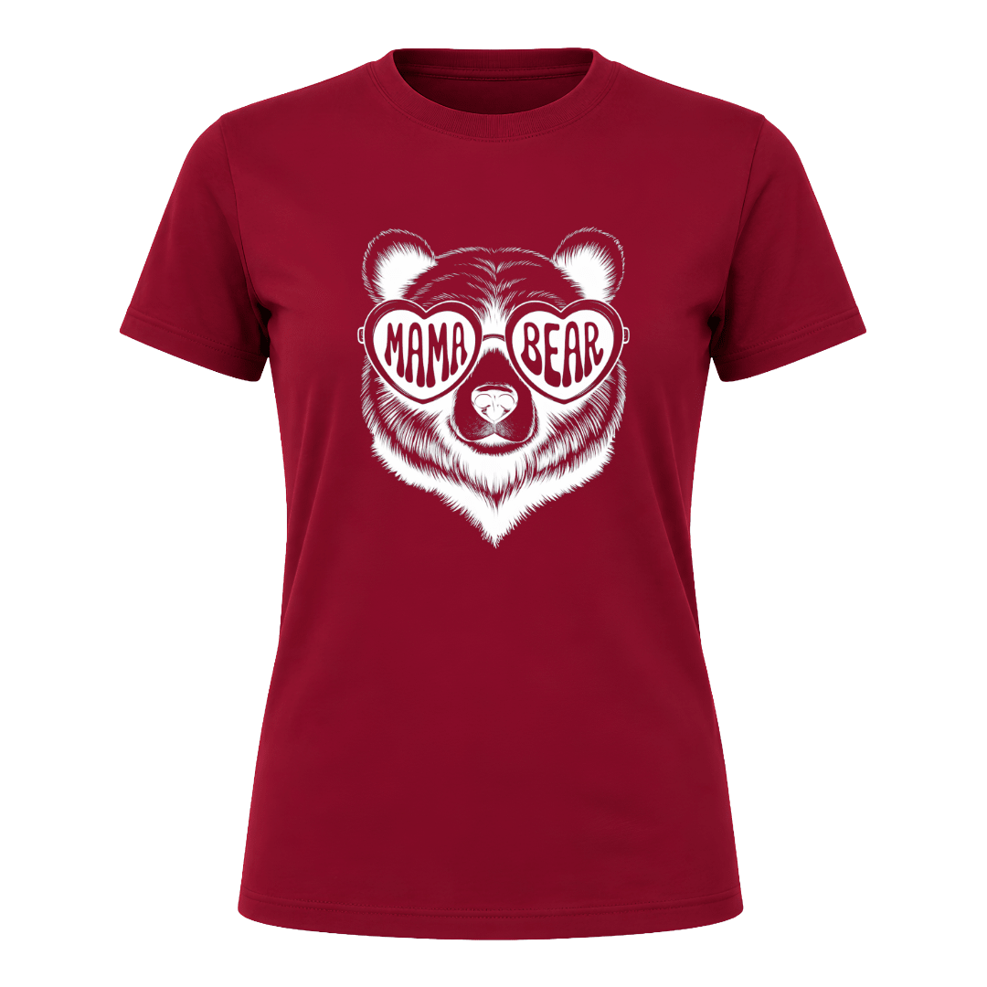 Cardinal Red women's tee showcasing Mama Bear design and comfortable everyday style