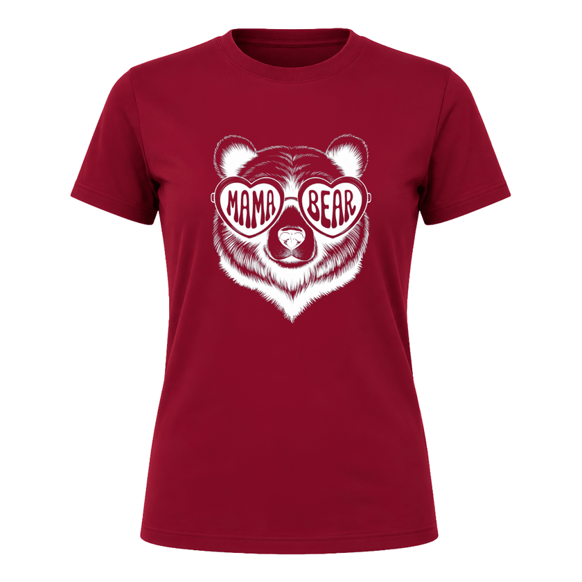 Cardinal Red women's tee showcasing Mama Bear design and comfortable everyday style