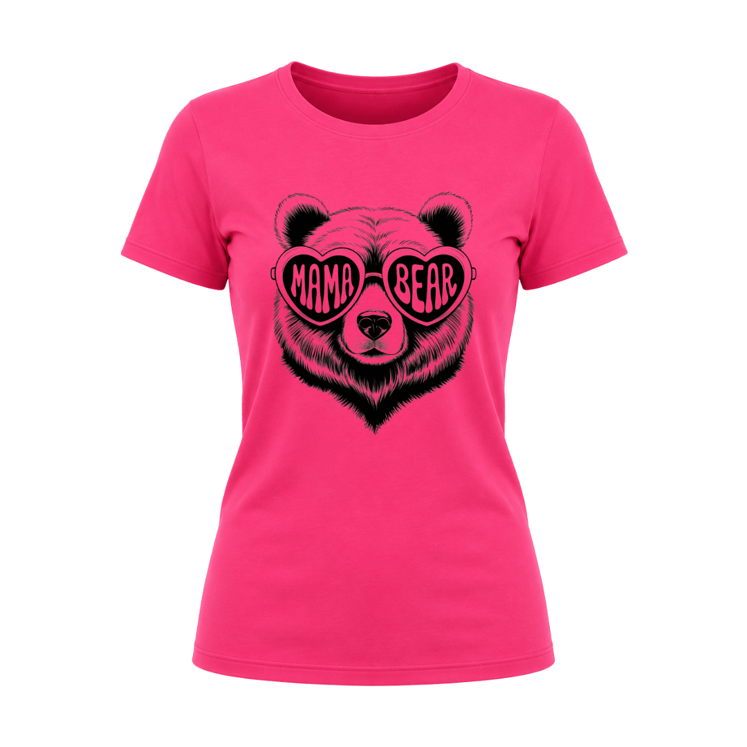Heliconia pink Mama Bear t shirt perfect for Mother's Day and family gatherings