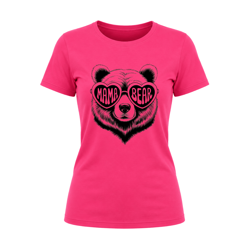 Heliconia pink Mama Bear t shirt perfect for Mother's Day and family gatherings