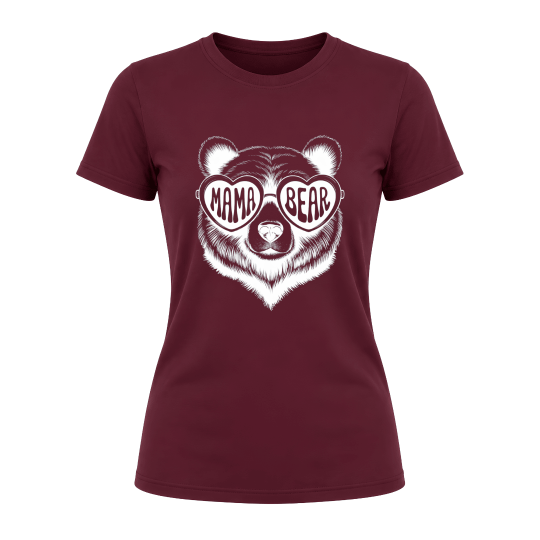 Maroon Mama Bear women's tee featuring classic graphic design and everyday comfort