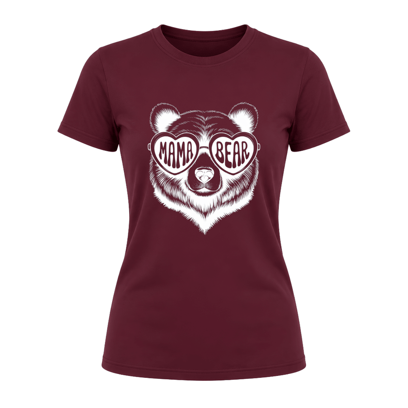 Maroon Mama Bear women's tee featuring classic graphic design and everyday comfort
