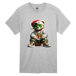 Gray men's urban Christmas t-shirt with cool rapper bear holiday artwork.