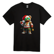 Adult men’s black Christmas tee with a cool hip hop bear wearing sunglasses, chains, and festive clothing.