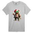 Adult men’s gray Christmas t-shirt with a hip hop Santa bear wearing sunglasses and gold chains.
