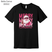 Funny Santa T-shirt with retro pink ‘Merry Merry Merry Christmas’ text. A stylish holiday graphic tee.