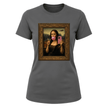 Unique women's graphic tee blending classic artwork with modern social media culture