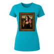 Jade dome women's casual t shirt featuring artistic Mona Lisa taking a smartphone selfie