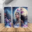 Beautiful moonlit tribal goddess tumbler with boho florals. Available in 20oz & 30oz. Stainless steel insulated drinkware.