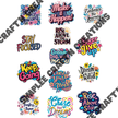 A collection of colorful motivational quote stickers featuring phrases like “Believe in Yourself,” and “Rise Above the Storm