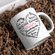 White ceramic mum mug with heart shaped inspirational words design for mother gift