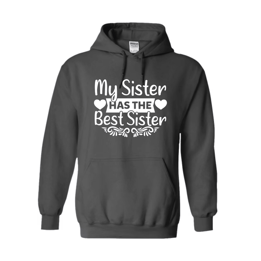 Front view of charcoal gray hoodie showing plain back, hood and kangaroo pocket