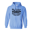 Carolina blue hoodie with black text on a white background