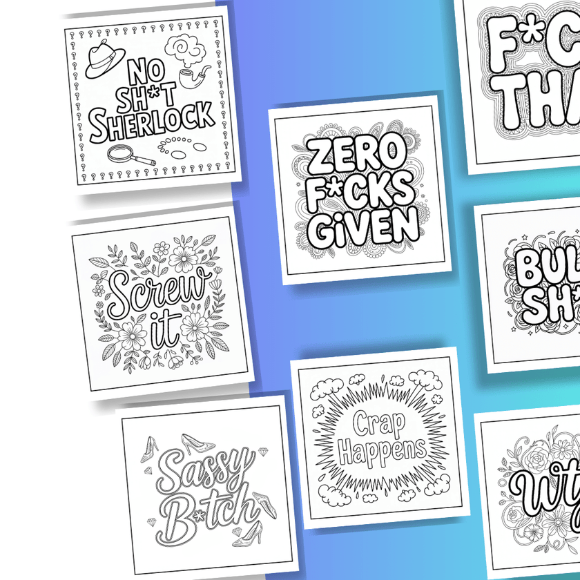 Naughty Word Coloring Book Funny Adult Coloring Pages with 50 Pages Printable