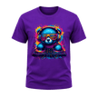 Purple men’s graphic tee with colourful neon DJ bear design for music lovers, festival fans and casual wear