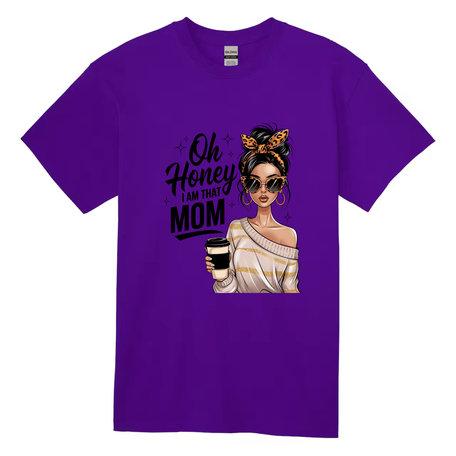 Purple funny mom shirt with fashion illustration and statement text