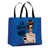 Royal  Blue tote bag with Oh Honey I Am That Mom design trendy reusable bag