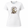 White funny animal shirt with retro frog cowboy illustration and humorous wording