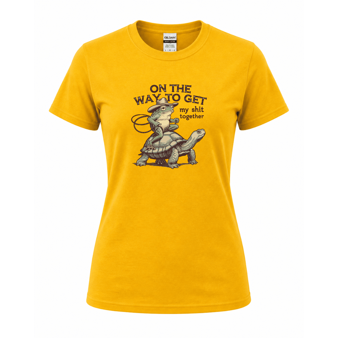 Trendy graphic T shirt for adults with funny life quote and animal design