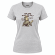 Funny quote apparel featuring cowboy frog illustration riding a turtle slowly