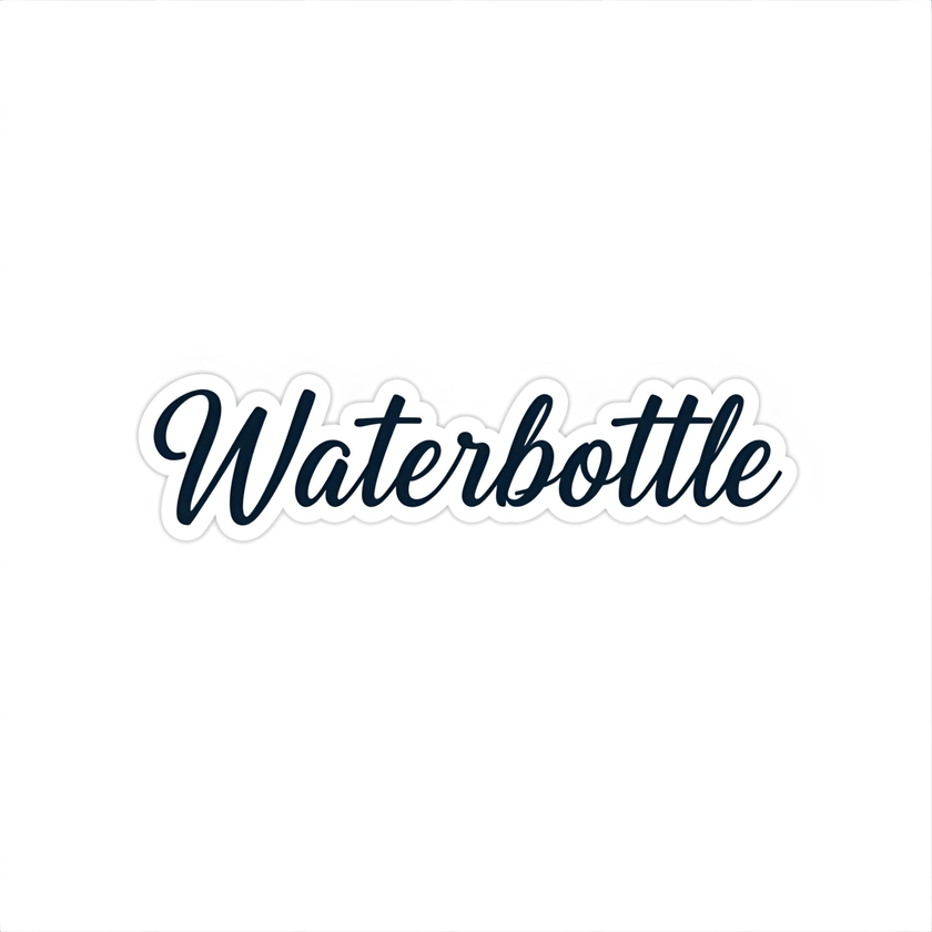 Sticker with 'Waterbottle' text on a white background
