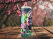 Canna Mom stainless steel tumbler featuring a tattooed woman with cannabis leaves, neon smoke, and bold 420-inspired art — perfect weed-themed gift for moms who love relaxation and style