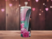 360° view of a chic tumbler with braids, pink floral art, and leopard print. Quote says ‘Fun Fact I Don’t Care.’ Great for confident women, attitude lovers, and fashion-forward drinkware collectors.