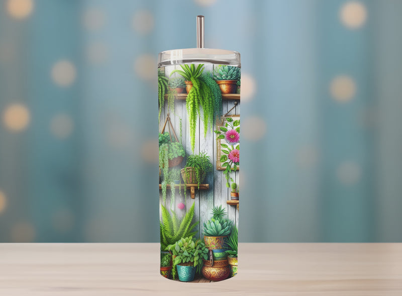 Bright and detailed Crazy Plant Lady design showing a lush indoor plant wall with hanging baskets and potted succulents. Great gift for gardening enthusiasts and plant moms.