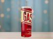 Distressed red and cream gasoline warning label featuring “Danger Extremely Flammable” text — retro industrial gas can design ideal for tumbler graphics, automotive wall art, or mechanic shop décor.