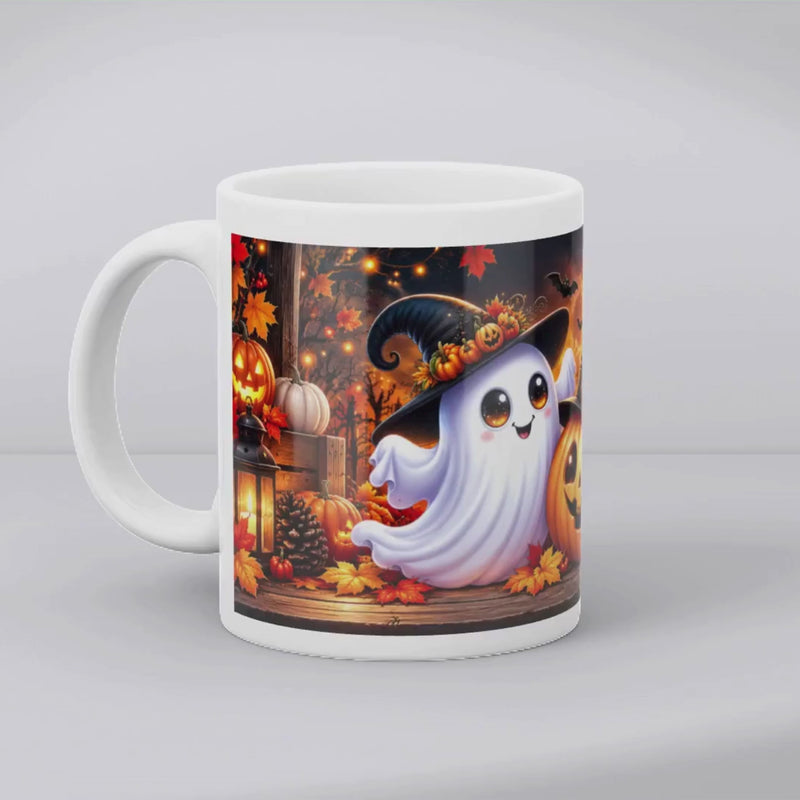 Cute Ghost and Pumpkin Halloween Mug