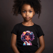 Colorful and stylish curly hair girl design on kids apparel.