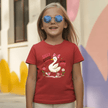 Red youth graphic t shirt with a fun goose design and Silly Goose On The Loose text, perfect for everyday wear.