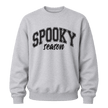 Sports grey Spooky Season graphic sweatshirt with black lettering designed for casual Halloween and autumn wear