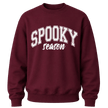 Garnet Spooky Season crewneck sweatshirt featuring white Halloween lettering for pumpkin patch and fall outfits