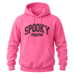 Azalea pink Spooky Season Halloween pullover hoodie with bold black seasonal graphic