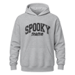 Sport grey unisex Halloween hoodie with black Spooky Season graphic for casual fall and October outfits
