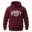 Maroon Spooky Season unisex Halloween pullover with white vintage collegiate lettering