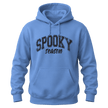 Carolina blue unisex Spooky Season Halloween hoodie with distressed collegiate lettering and front kangaroo pocket