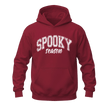 Cardinal red unisex Spooky Season hoodie with white Halloween graphic for autumn and October outfits