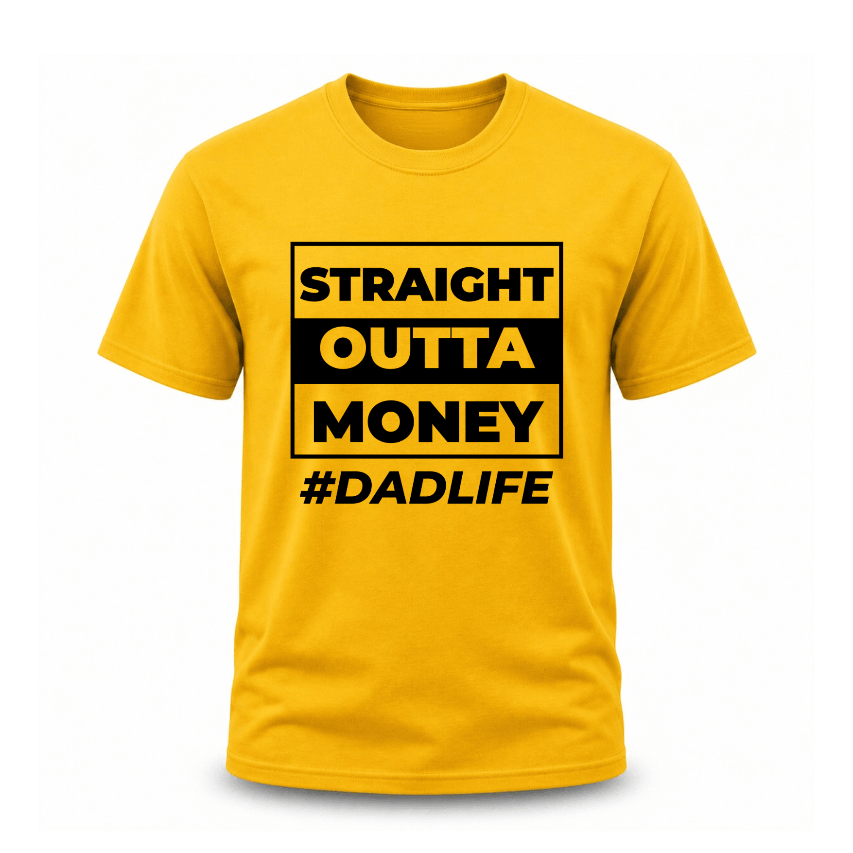 Yellow family humor T shirt with clean statement graphic design