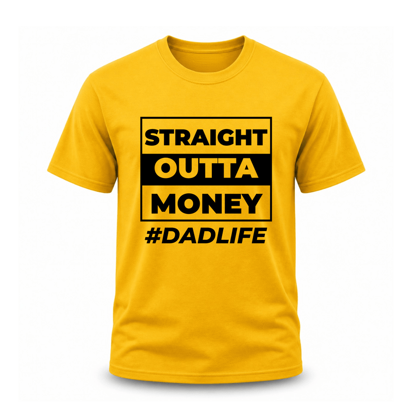 Yellow family humor T shirt with clean statement graphic design