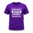 Purple novelty graphic shirt with parenting humor typography artwork