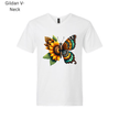 Eye-catching boho art T-shirt showing sunflower petals transforming into butterfly wings—made from high-quality cotton fabric.