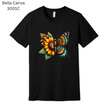 Vintage sunflower butterfly graphic tee with realistic details and earthy tones—thoughtful birthday or Mother’s Day gift.